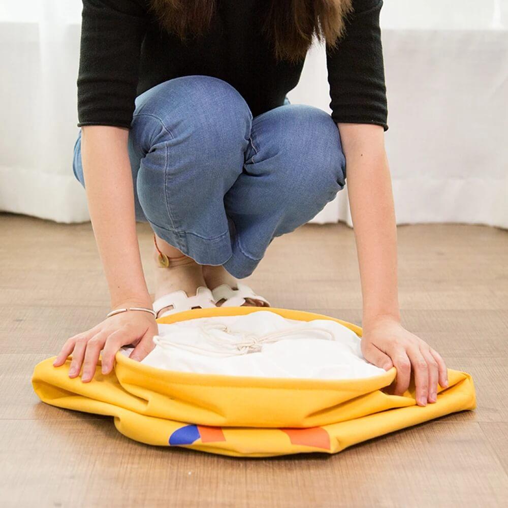 Dinosaur Laundry Basket | Eco-Friendly Linen & EVA | Yellow