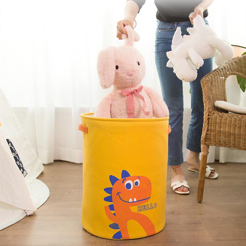 Dinosaur Laundry Basket | Eco-Friendly Linen & EVA | Yellow