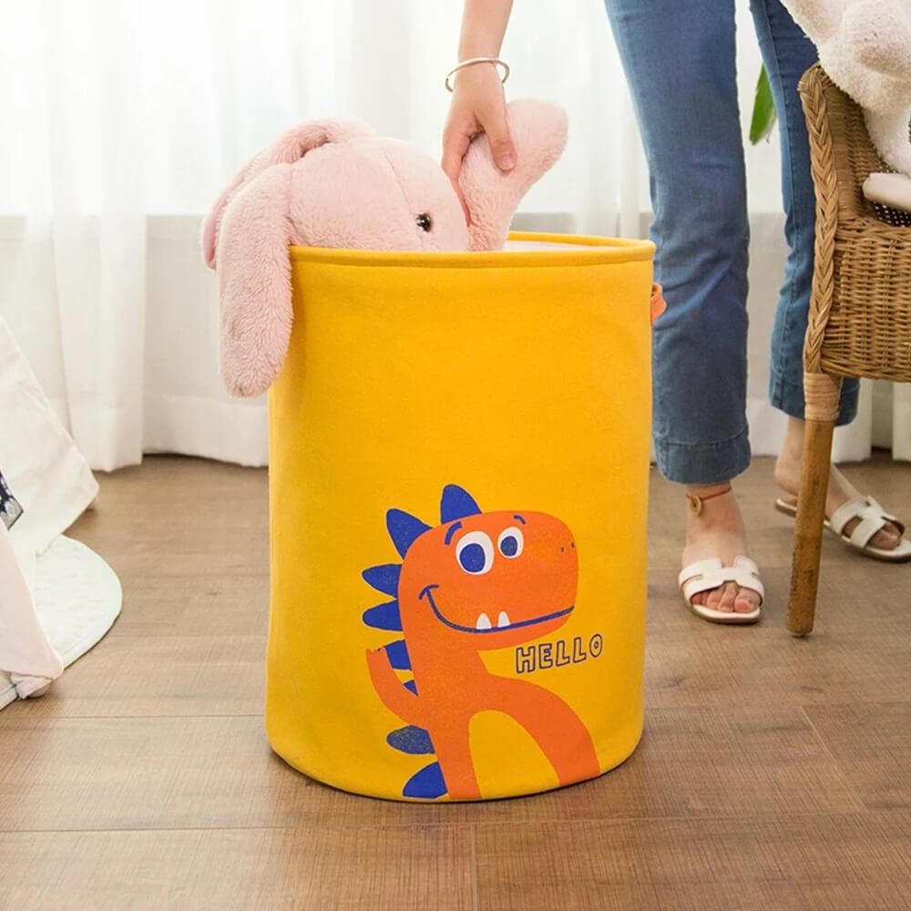 Dinosaur Laundry Basket | Eco-Friendly Linen & EVA | Yellow