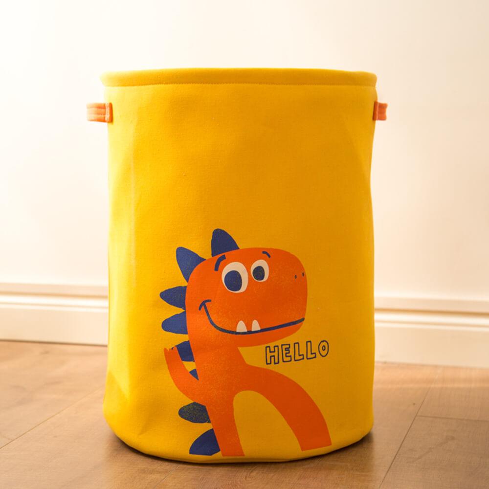 Dinosaur Laundry Basket | Eco-Friendly Linen & EVA | Yellow