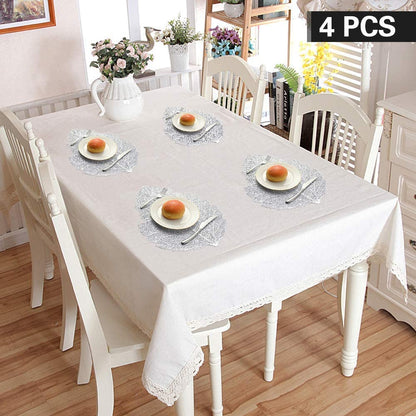 Leaf Vinyl Table Mats and Coasters Set | Eco-Friendly PVC | Gold