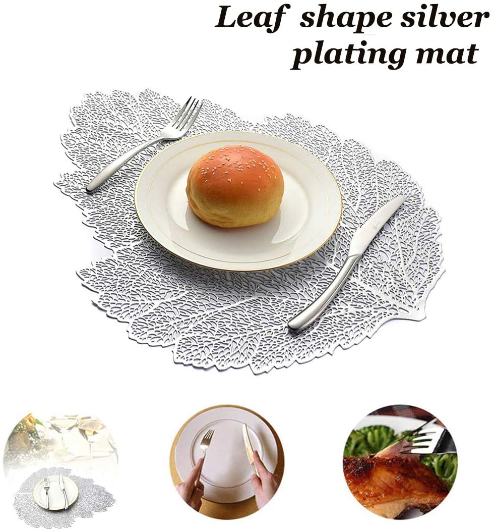 Leaf Vinyl Table Mats and Coasters Set | Eco-Friendly PVC | Gold