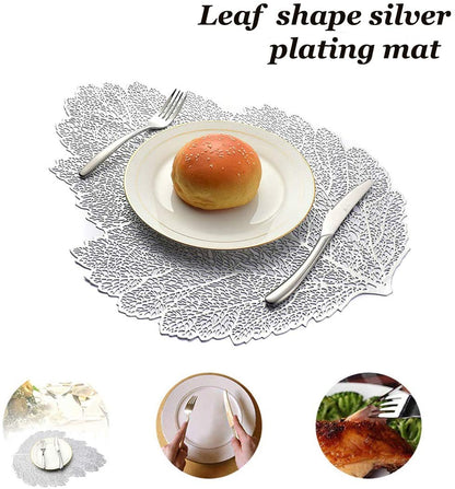Leaf Vinyl Table Mats and Coasters Set | Eco-Friendly PVC | Gold