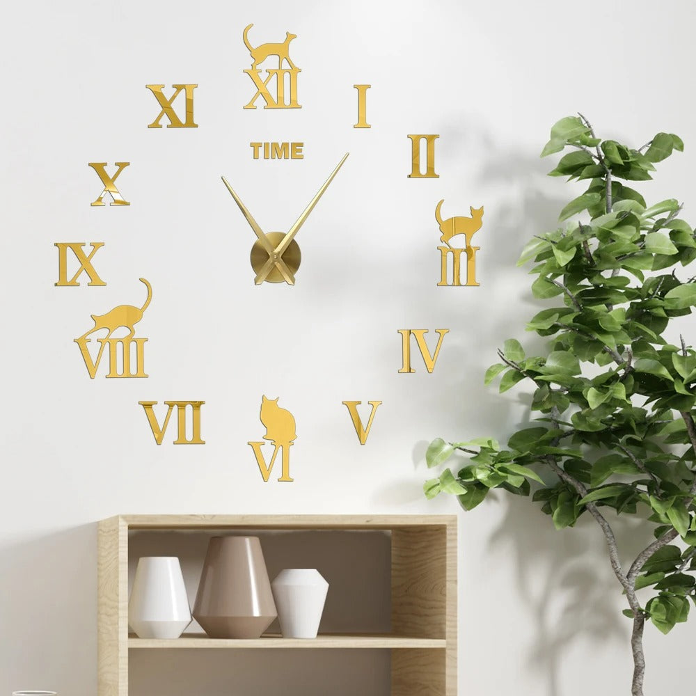 DecoHorloge – Grande Horloge Murale 3D | Acrylique Miroir | Jusqu'à 120cm