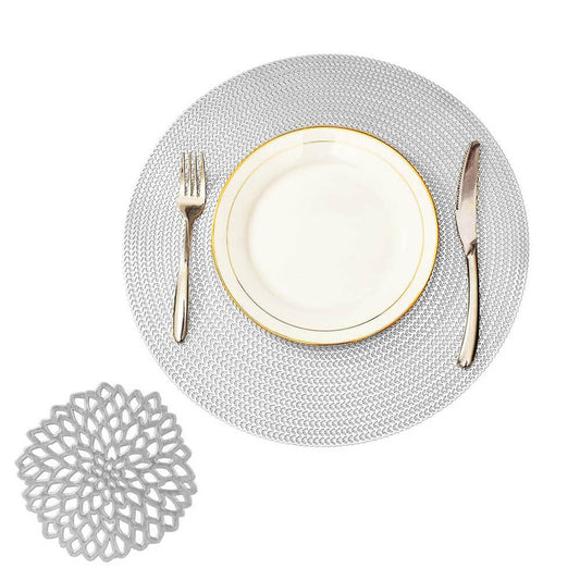 Gold Placemats & Coasters Set | PVC Washable & Stain-Resistant | 2-8 Pieces