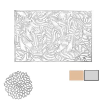 PVC Placemats and Coaster Set | Washable & Stain-Resistant | Available in Gold or Silver