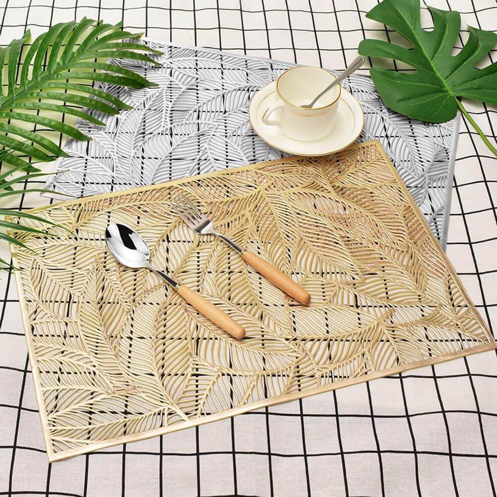 PVC Placemats and Coaster Set | Washable & Stain-Resistant | Available in Gold or Silver