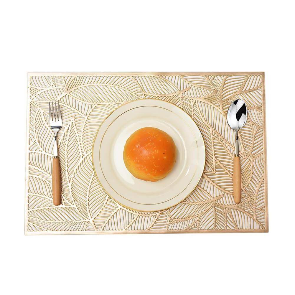PVC Placemats and Coaster Set | Washable & Stain-Resistant | Available in Gold or Silver