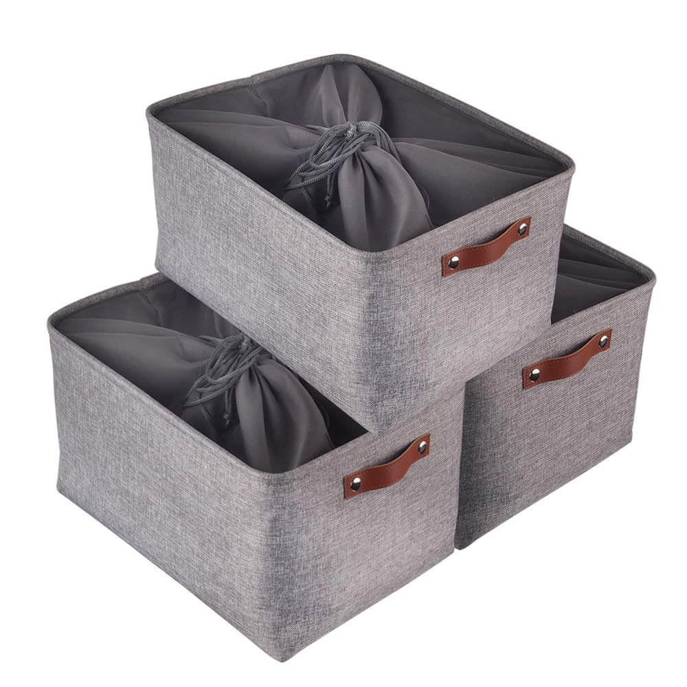 Extra Large Storage Boxes | Durable Canvas | Set of 3 | Grey