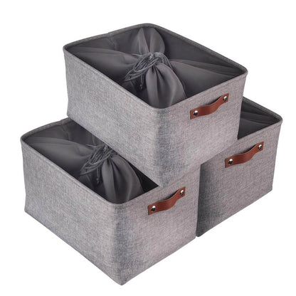 Extra Large Storage Boxes | Durable Canvas | Set of 3 | Grey