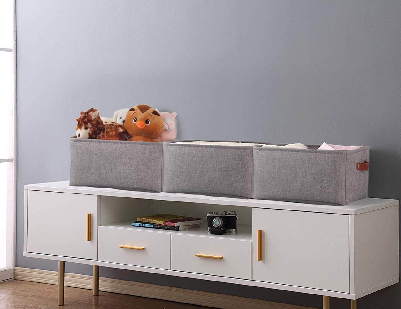 Extra Large Storage Boxes | Durable Canvas | Set of 3 | Grey