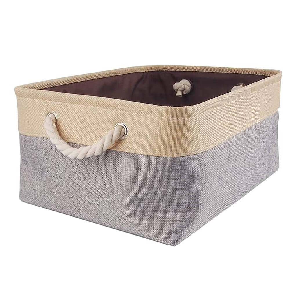 Canvas Storage Baskets | Washable Fabric | Grey | Set of 5