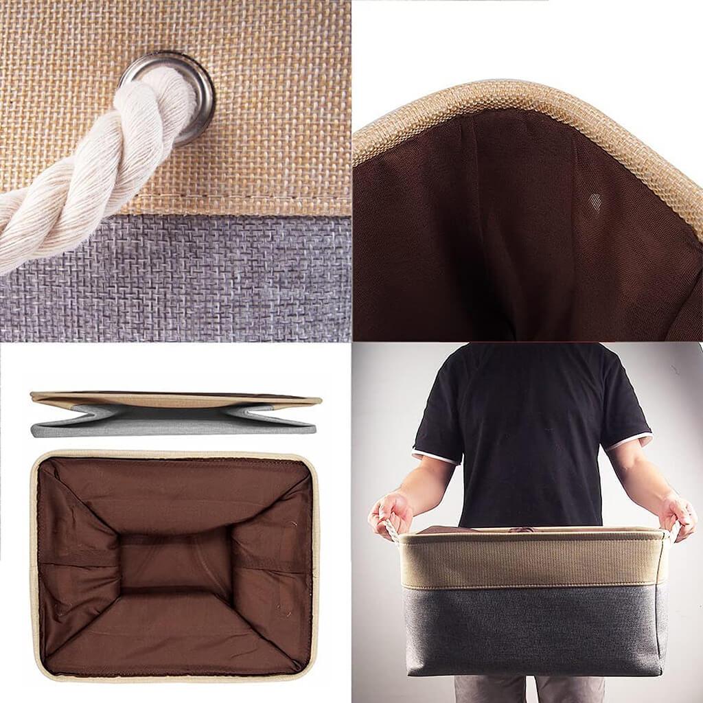 Canvas Storage Baskets | Washable Fabric | Grey | Set of 5