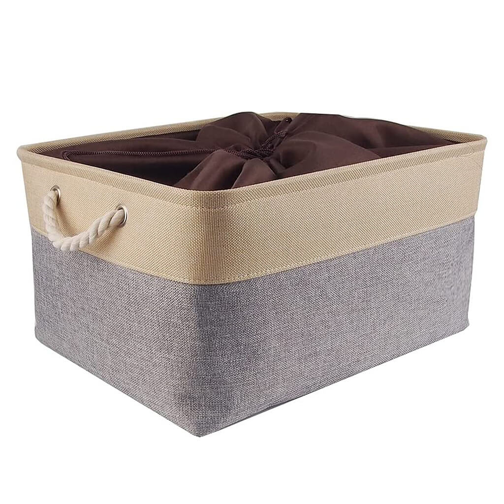 Canvas Storage Baskets | Washable Fabric | Grey | Set of 5