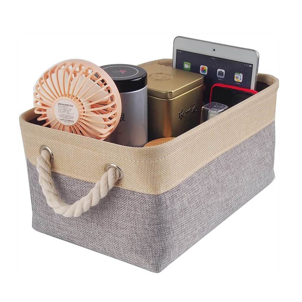 Canvas Storage Baskets | Washable Fabric | Grey | Set of 5