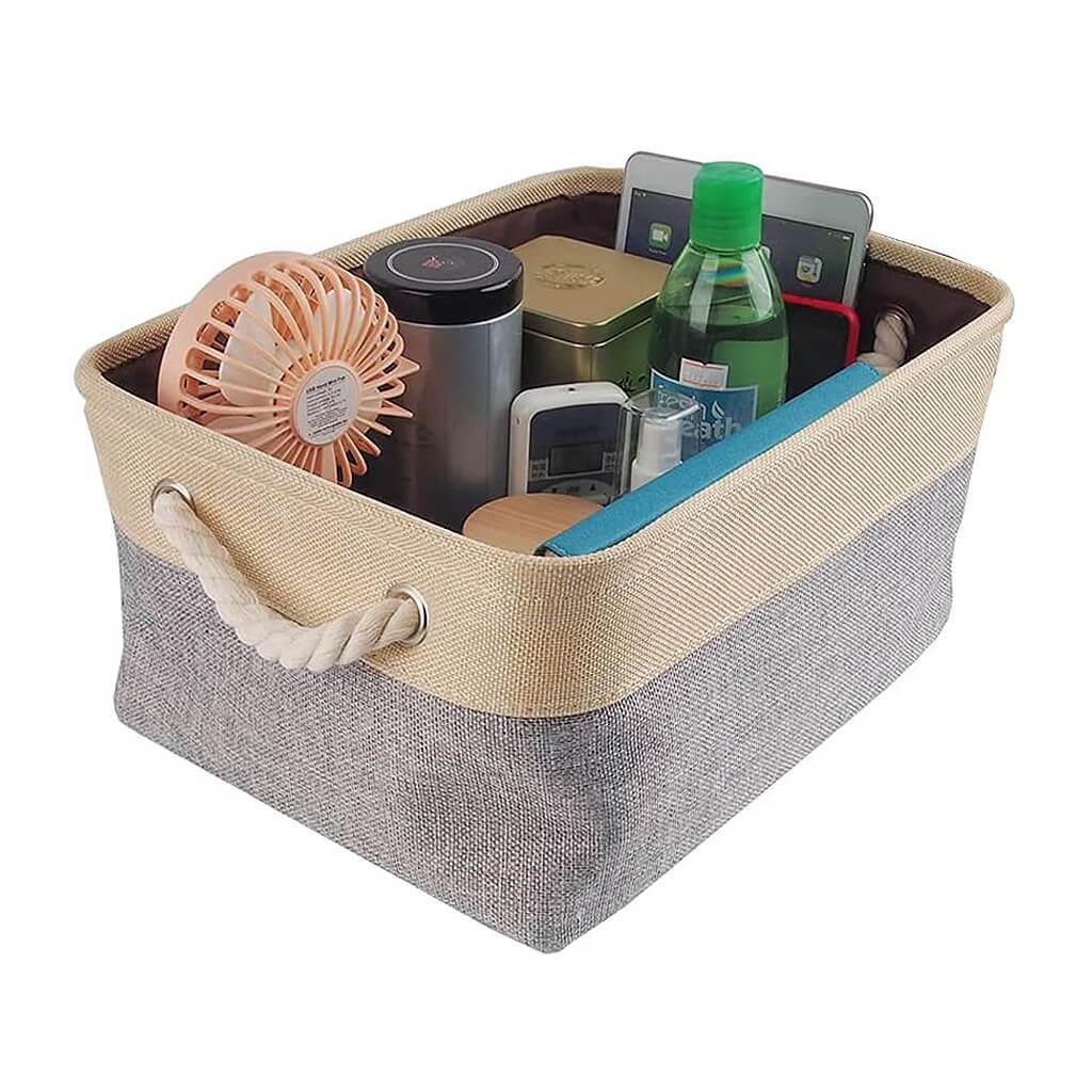 Canvas Storage Baskets | Washable Fabric | Grey | Set of 5