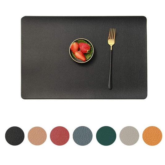 Faux Leather Table Placemats | Black | Set of 4