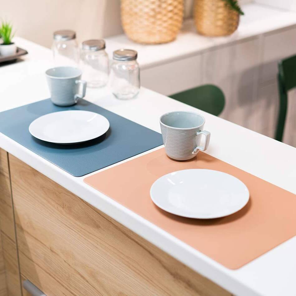 Table Mats | Faux Leather | Set of 2 - Blue