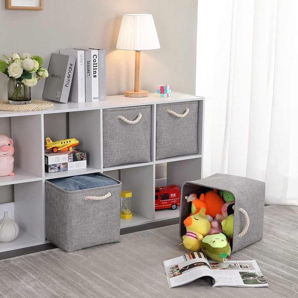 Fabric Storage Cubes | Foldable with Cotton Rope Handles | 25cm x 25cm