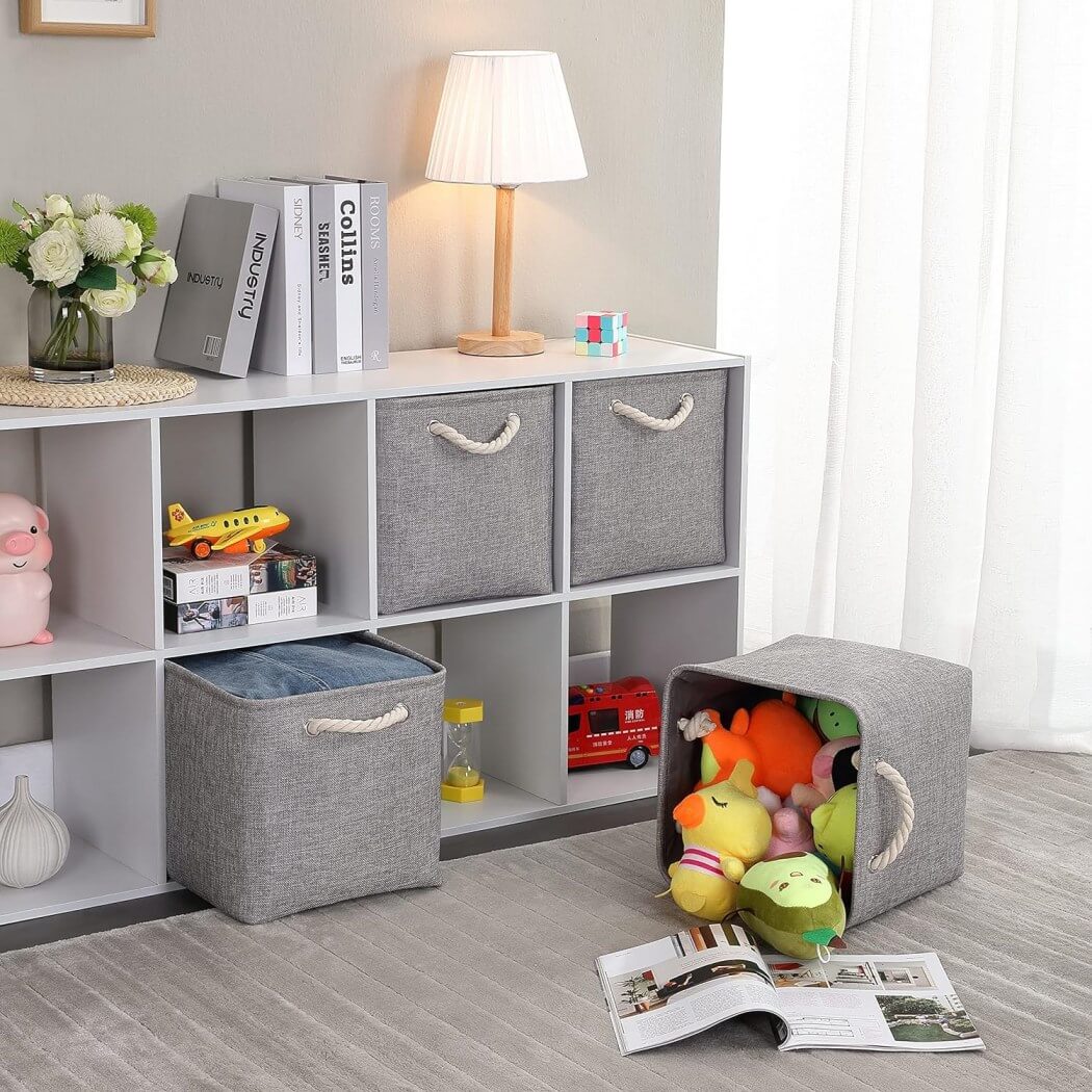 Fabric Storage Cubes | Foldable with Cotton Rope Handles | 25cm x 25cm