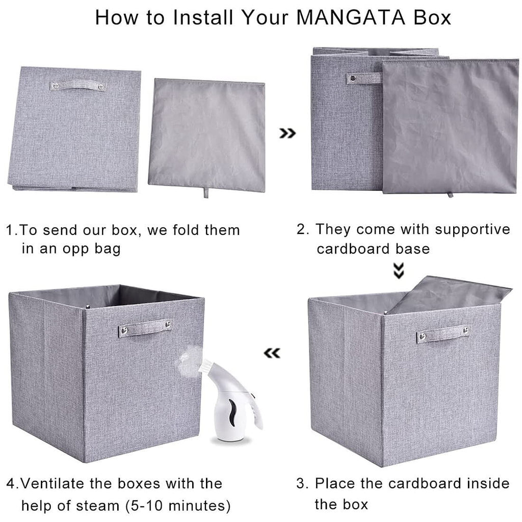 Cube Storage Box | Sturdy Cardboard | Grey | 33x33x33 cm