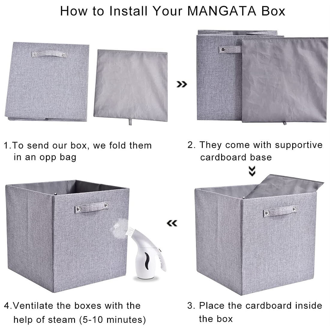 Cube Storage Box | Sturdy Cardboard | Grey | 33x33x33 cm