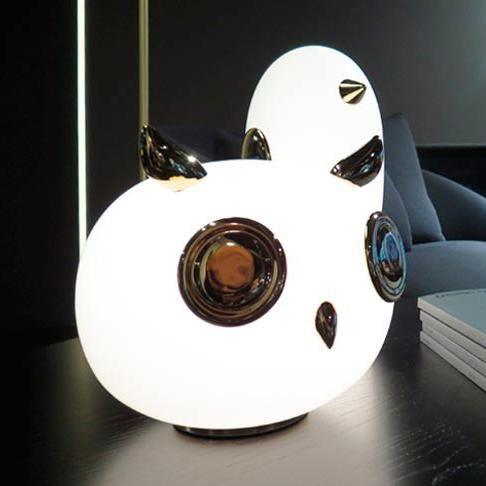 Animal Table Lamp | Frosted Glass & Gold Accents | Owl, Rabbit & Penguin Characters
