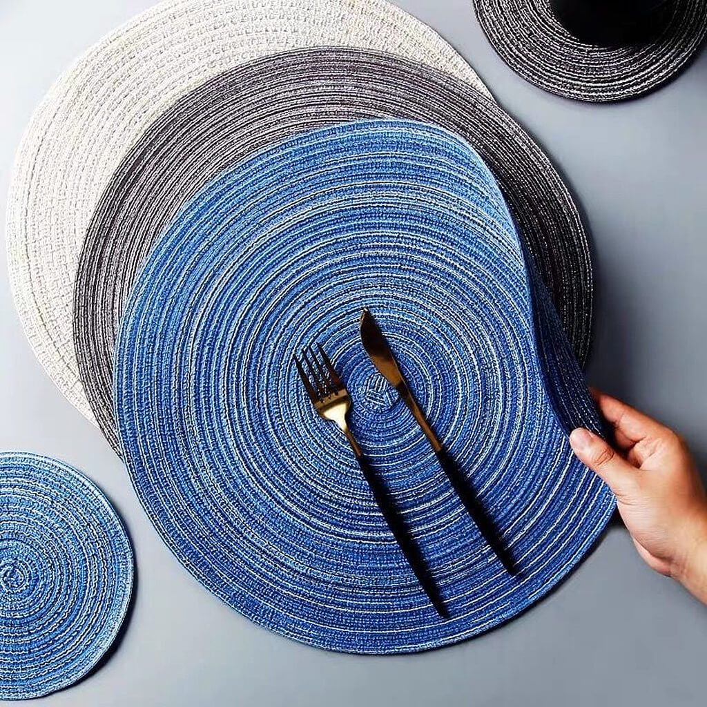 Round Ramie Place Mat Set | Eco-Friendly Cotton Blend | Set of 6