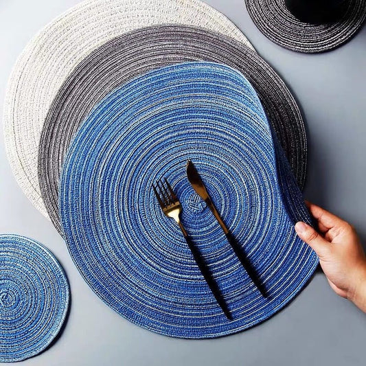 Round Ramie Place Mat Set | Eco-Friendly Cotton Blend | Set of 6