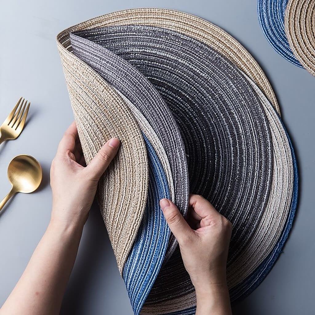 Round Ramie Place Mat Set | Eco-Friendly Cotton Blend | Set of 6