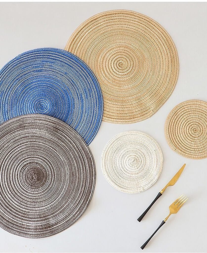 Round Ramie Place Mat Set | Eco-Friendly Cotton Blend | Set of 6