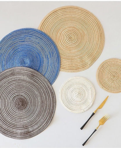 Round Ramie Place Mat Set | Eco-Friendly Cotton Blend | Set of 6