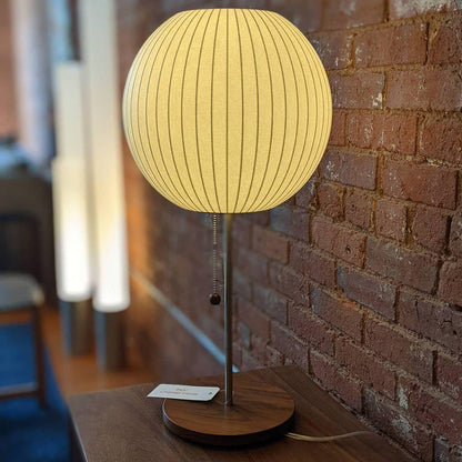 Nelson Table Lamp | Chrome Steel Base & White Shade | Vintage Design