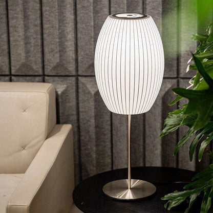 Nelson Table Lamp | Chrome Steel Base & White Shade | Vintage Design