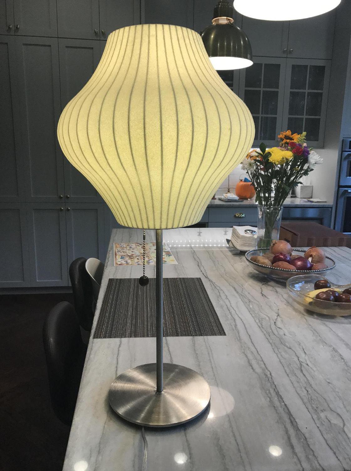 Nelson Table Lamp | Chrome Steel Base & White Shade | Vintage Design