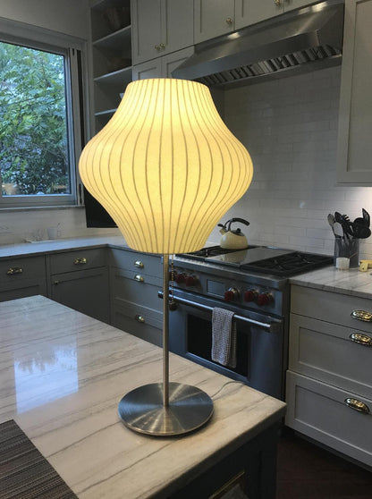 Nelson Table Lamp | Chrome Steel Base & White Shade | Vintage Design
