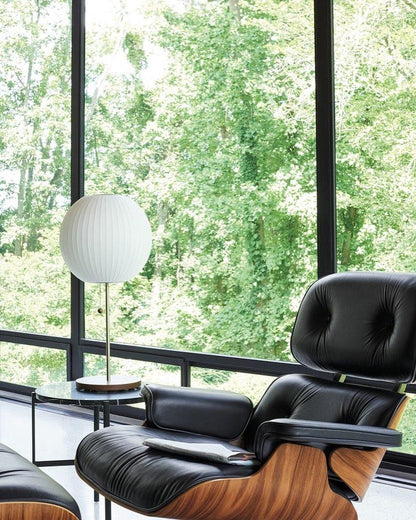 Nelson Table Lamp | Chrome Steel Base & White Shade | Vintage Design