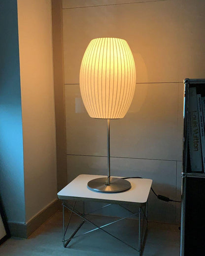 Nelson Table Lamp | Chrome Steel Base & White Shade | Vintage Design