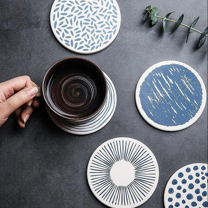 Ceramic Coasters Set | Non-Slip & Absorbent | Set of 6