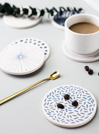 Ceramic Coasters Set | Non-Slip & Absorbent | Set of 6