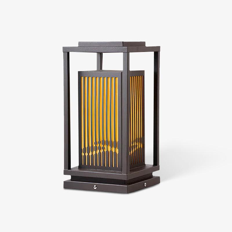 Outdoor Square Cage Light | Black Metal | Imitation Alabaster