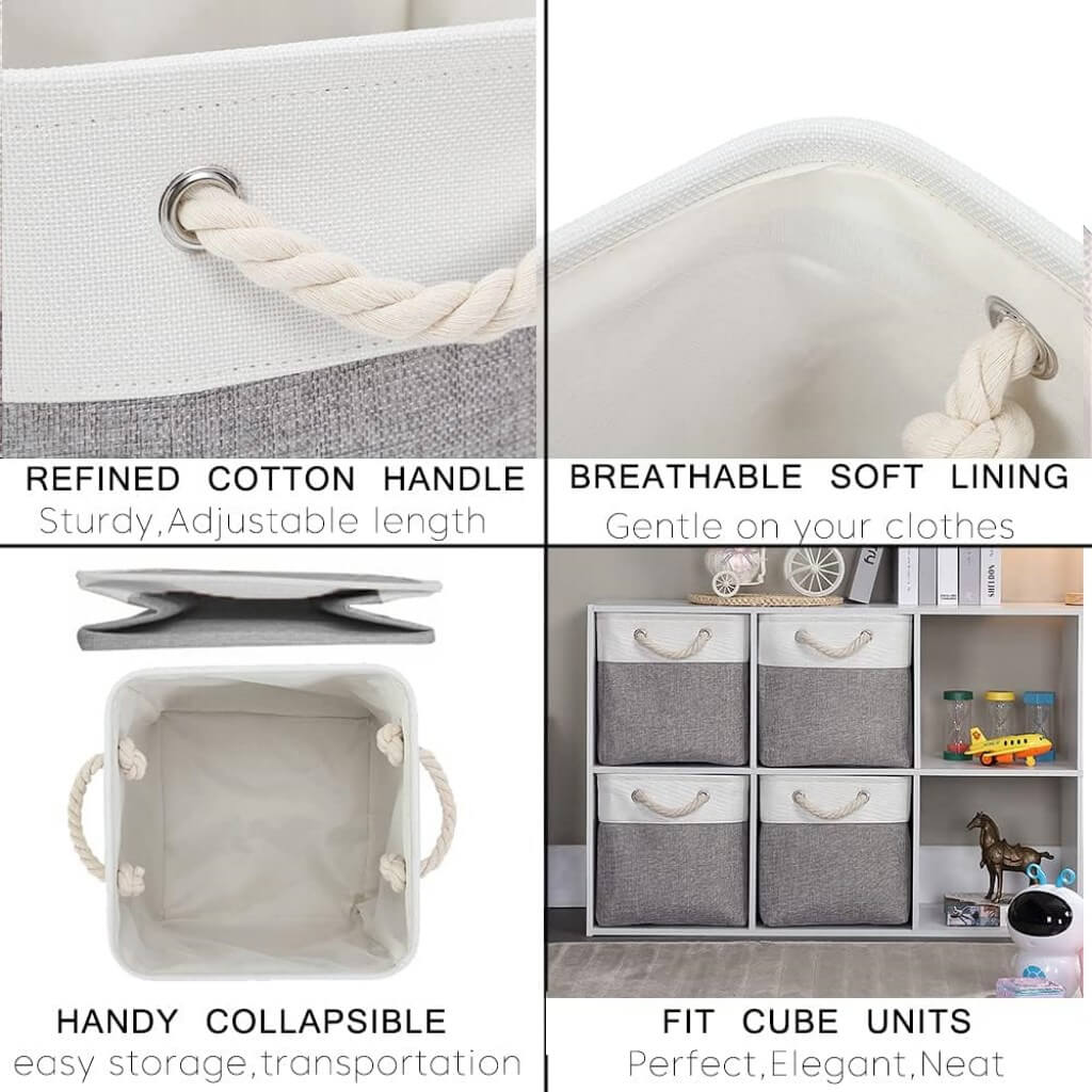 Fabric Storage Baskets | Set of 3 | 30cm Cube