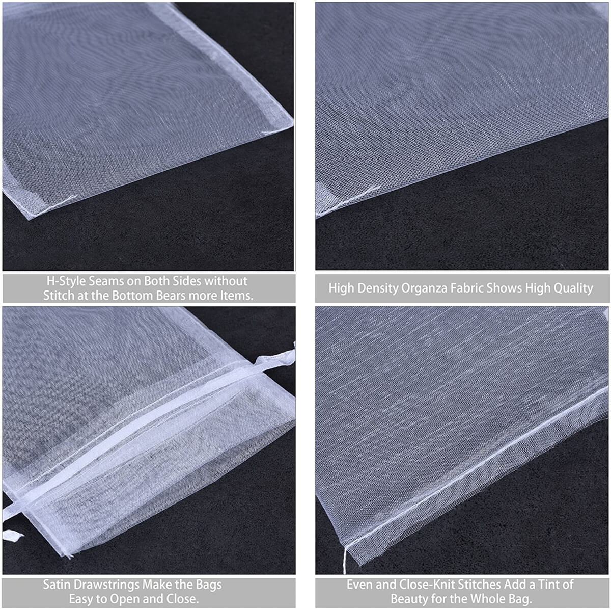 Organza Gift Bags | Transparent Drawstring | Pack of 10, White