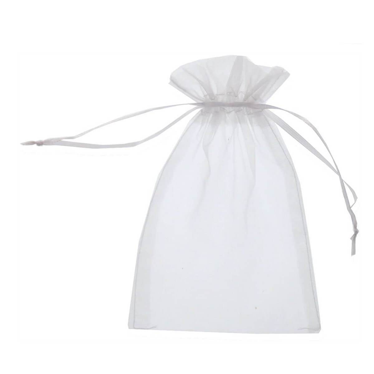 Organza Gift Bags | Transparent Drawstring | Pack of 10, White