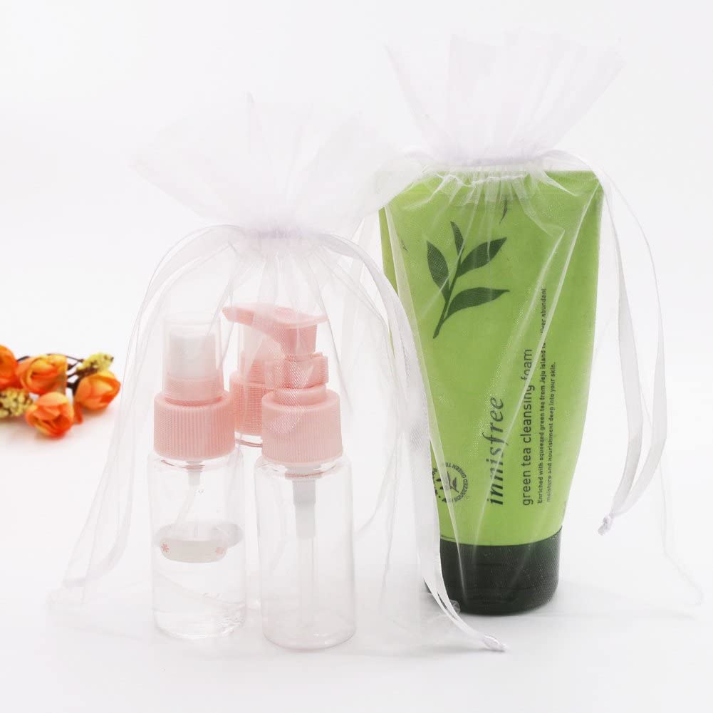 Organza Gift Bags | Transparent Drawstring | Pack of 10, White