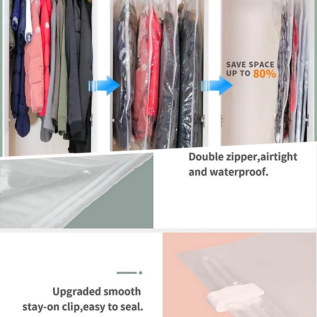 Vacuum Storage Bags for Clothes | Durable & Moisture-Proof | Medium & Large Sizes