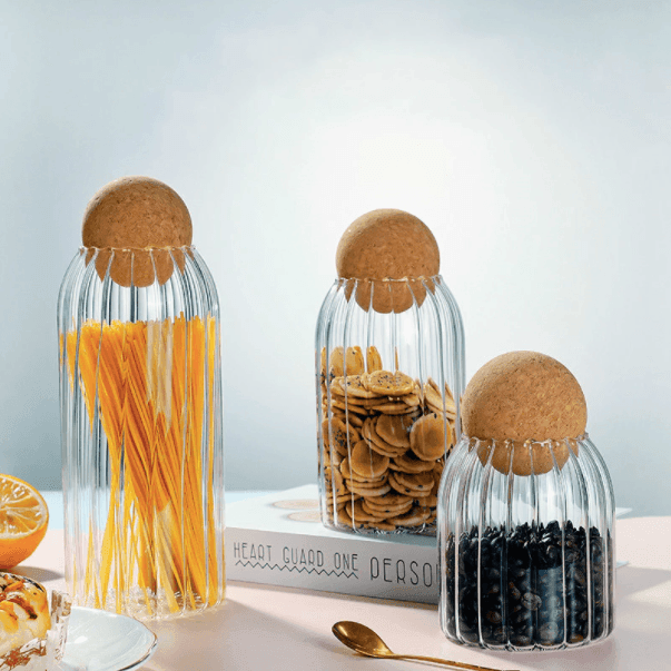 Glass Storage Jar with Cork Lid | Leak-Proof & Eco-Friendly | Clear Design