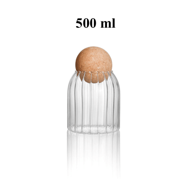 Glass Storage Jar with Cork Lid | Leak-Proof & Eco-Friendly | Clear Design
