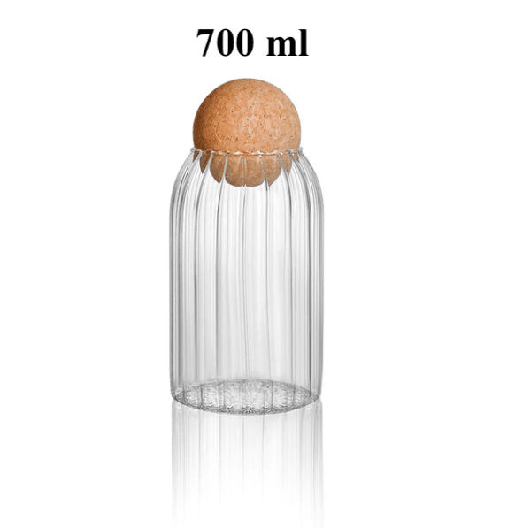 Glass Storage Jar with Cork Lid | Leak-Proof & Eco-Friendly | Clear Design