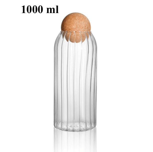 Glass Storage Jar with Cork Lid | Leak-Proof & Eco-Friendly | Clear Design